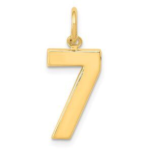 14k Yellow Gold, Athletic Collection Medium Polished Number 7 Pendant